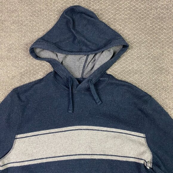 Faherty Legend Sweater Hoodie Men's Medium Blue Surf Stripe Hooded Sweatshirt - Picture 2 of 10